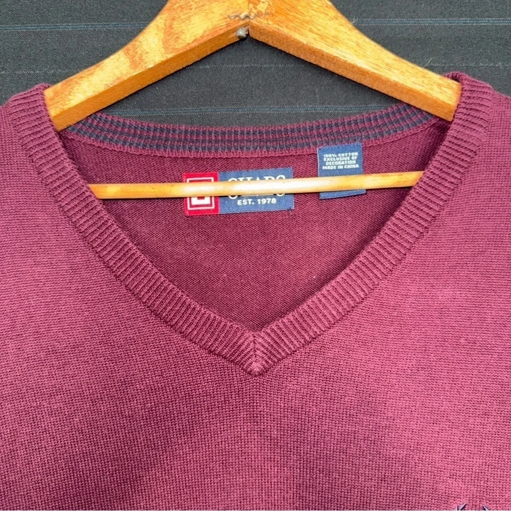 Chaps mens sleeveless knit sweater vest burgundy w/ embroidered logo size Medium
